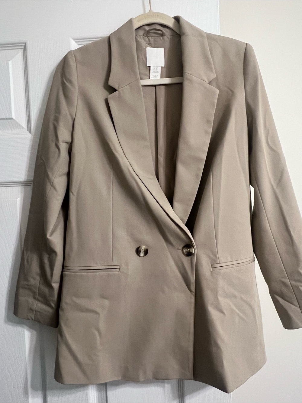 H&M Taupe Double-Breasted Blazer